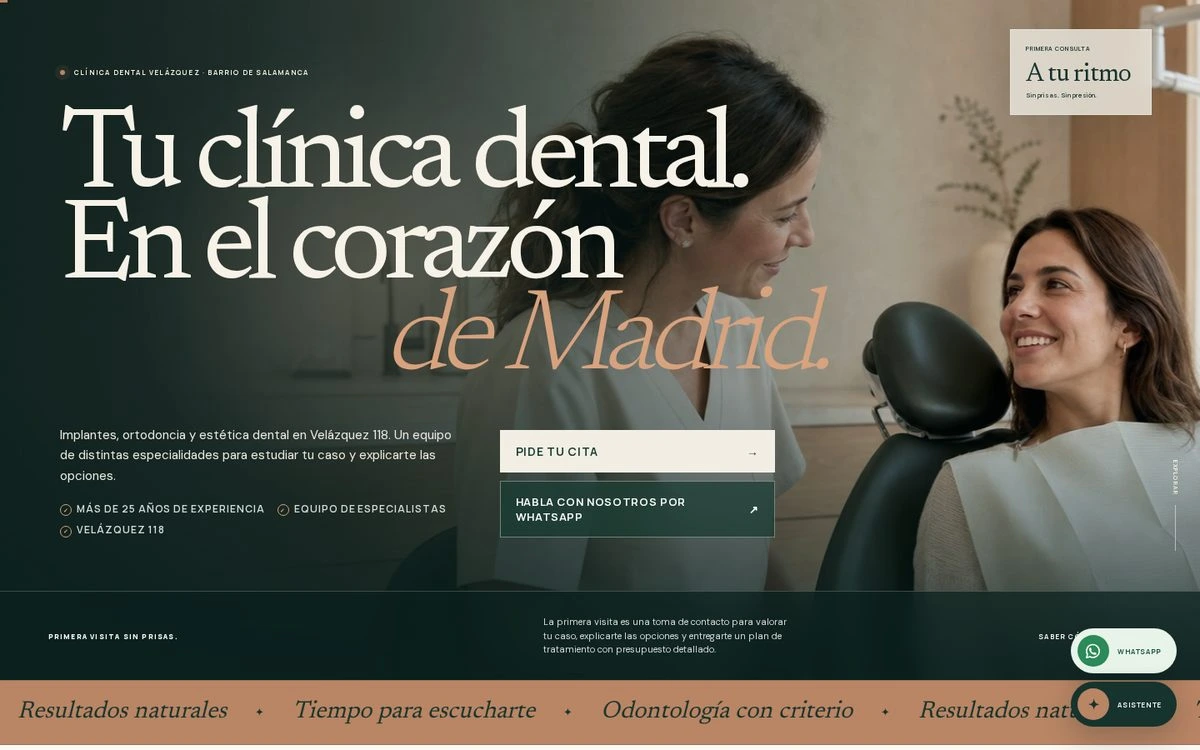 Concepto de web dental de Clínica Velázquez