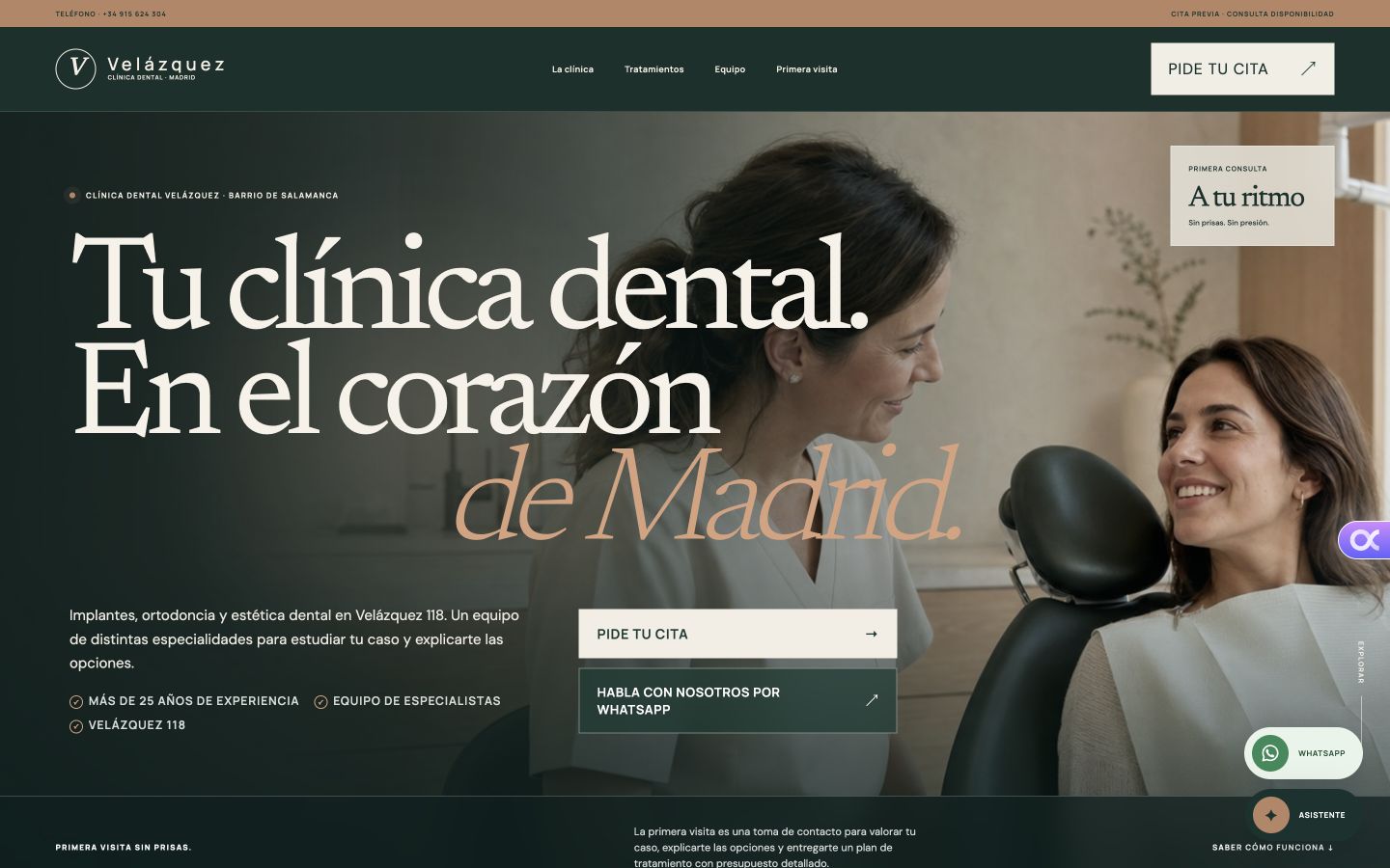 Web dental ilustrativa Velázquez en ordenador