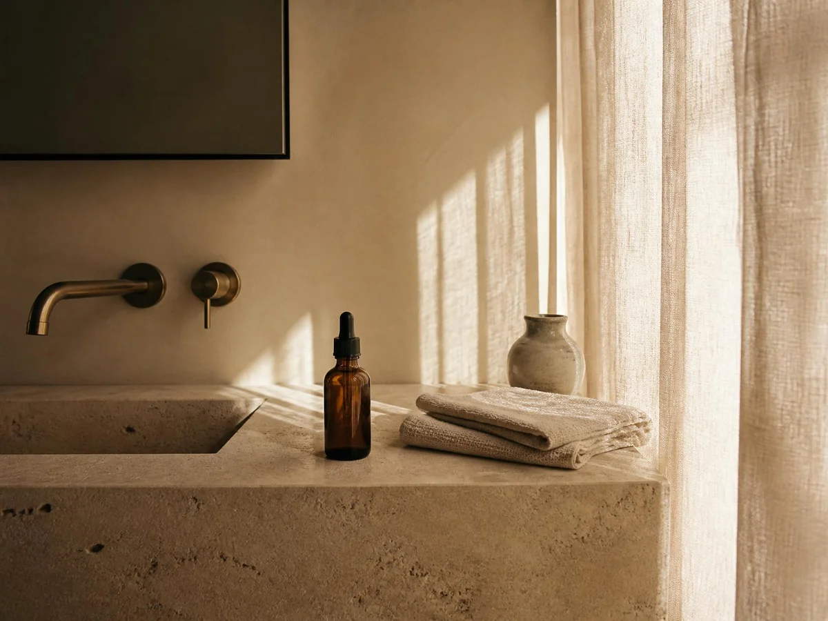 Ambiente editorial de baño y producto de KÖRE