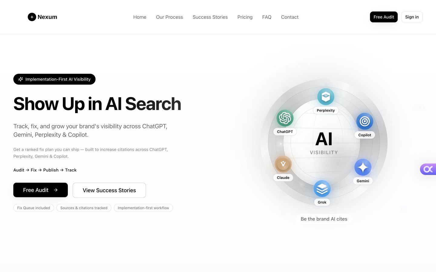 Website screenshot of Nexum